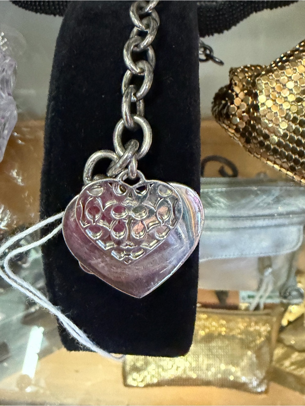 Coach rare Sterling Silver Heart Charm Bracelet - Women Jewelry